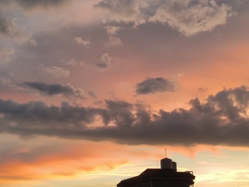 夕阳建筑剪影风光摄影