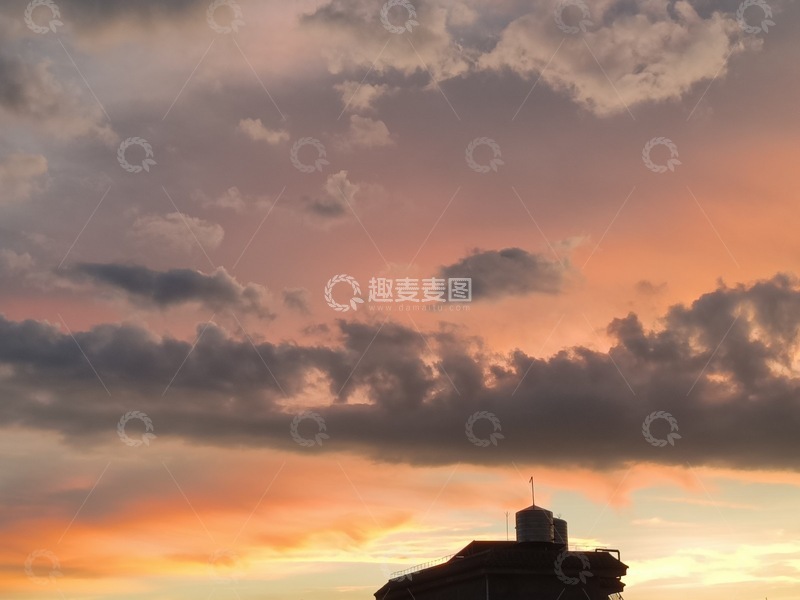 高清大图下载【趣麦麦图】-夕阳建筑剪影风光摄影