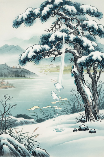 中国风冬季雾凇插画