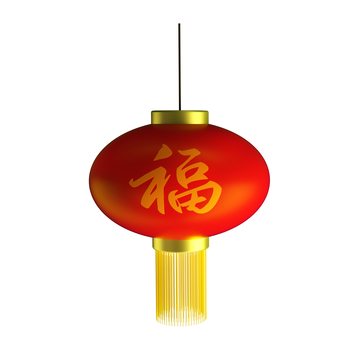 传统中国红福字灯笼