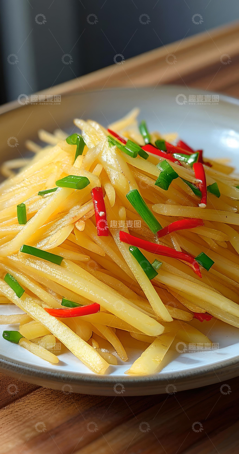 高清大图下载【趣麦麦图】辣味川菜家常菜清炒土豆丝