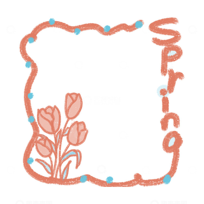 高清大图下载【趣麦麦图】-郁金香边框插画素材