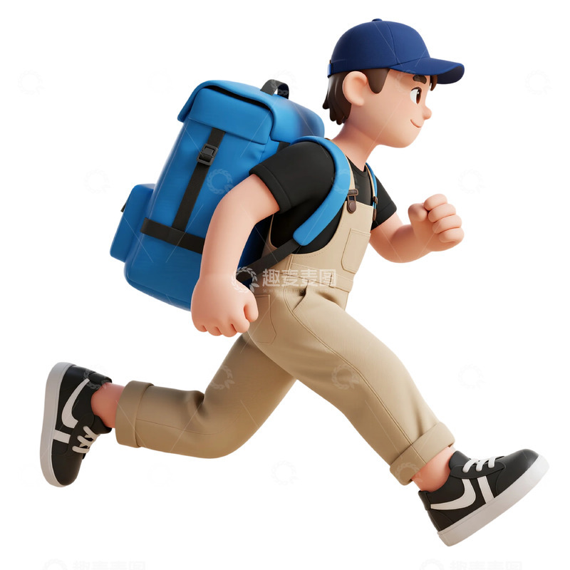 高清大图下载【趣麦麦图】卡通跑步学生插画素材