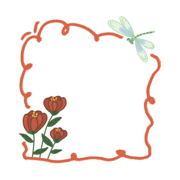 卡通花卉边框装饰图案