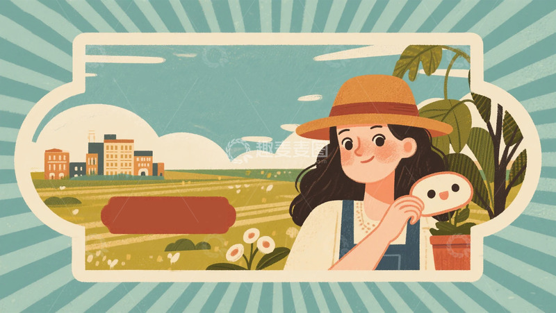 高清大图下载【趣麦麦图】田园风女性插画设计素材