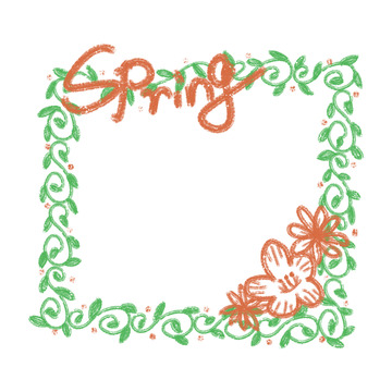 春意盎然花卉边框插画