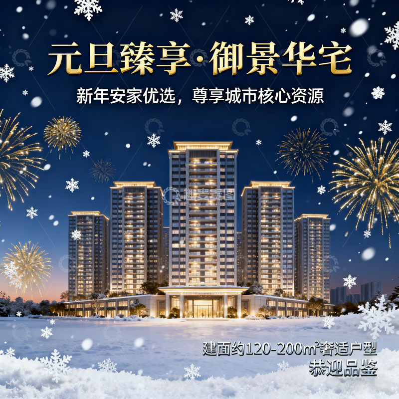 高清大图下载【趣麦麦图】-元旦地产海报