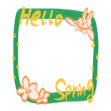 春日卡通花卉边框设计素材