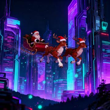 赛博朋克圣诞节海报