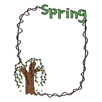 春季树枝手绘边框