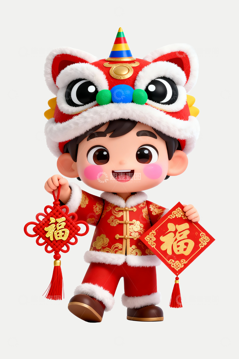 源文件下载【趣麦麦图】3d春节主题年画娃娃3