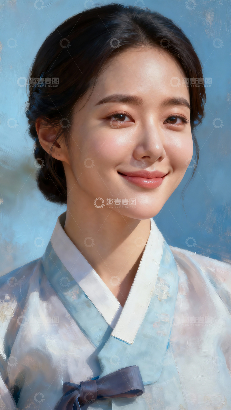 源文件下载【趣麦麦图】韩服美人油画2