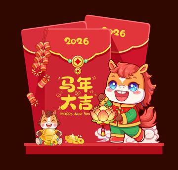 马年大吉红色喜庆展台