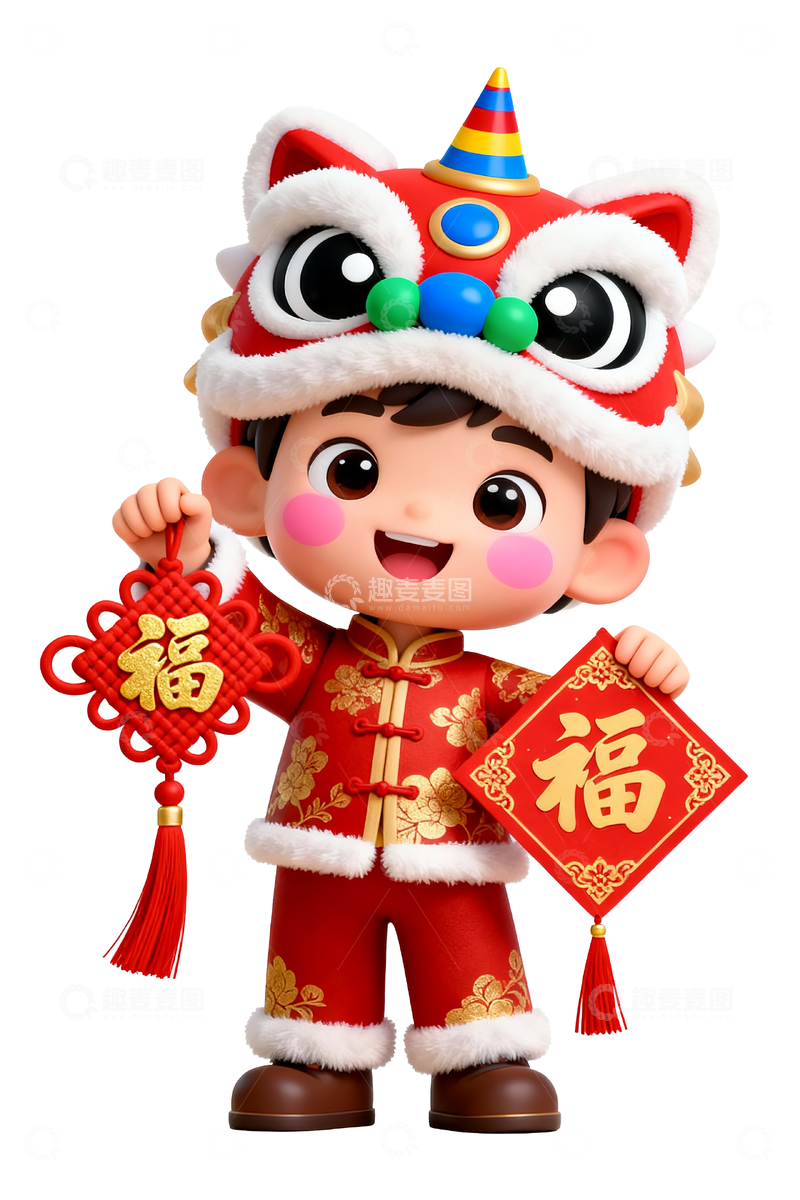 源文件下载【趣麦麦图】3d春节主题年画娃娃1