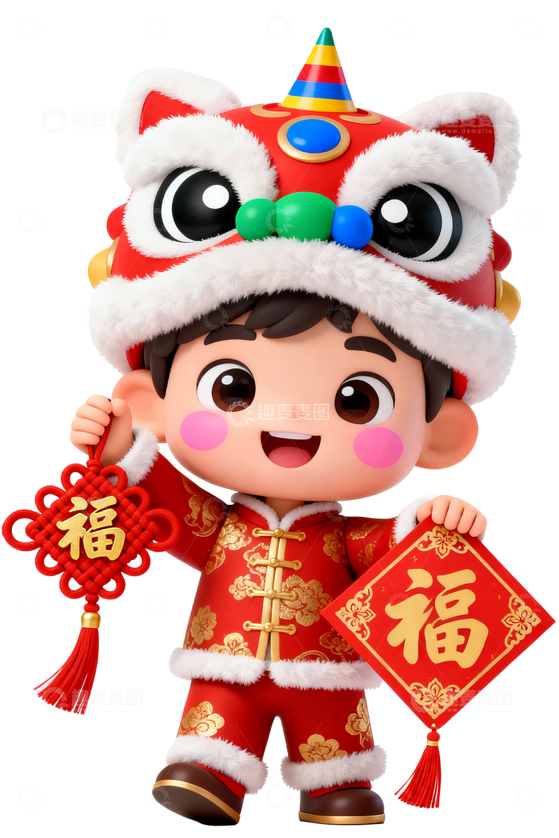源文件下载【趣麦麦图】3d春节主题年画娃娃4
