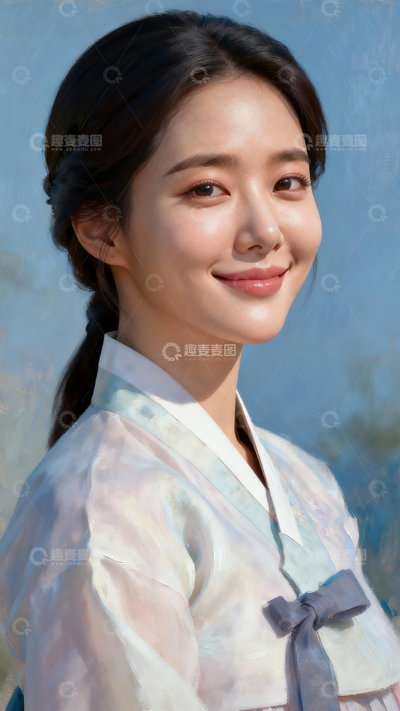 源文件下载【趣麦麦图】韩服美人油画3
