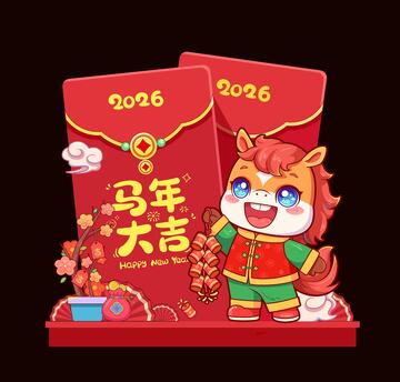 2026马年大吉红色喜庆展台设计