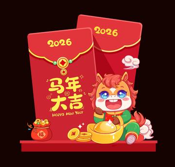 马年大吉红色喜庆展台设计