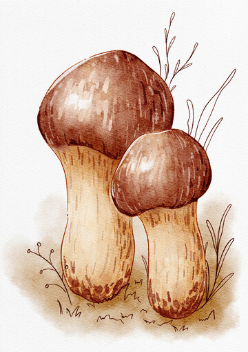 松茸手绘水彩插画