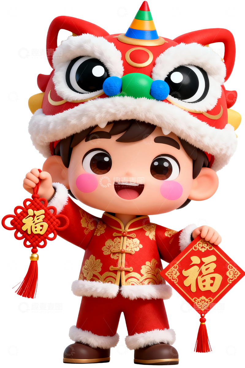 源文件下载【趣麦麦图】3d春节主题年画娃娃2