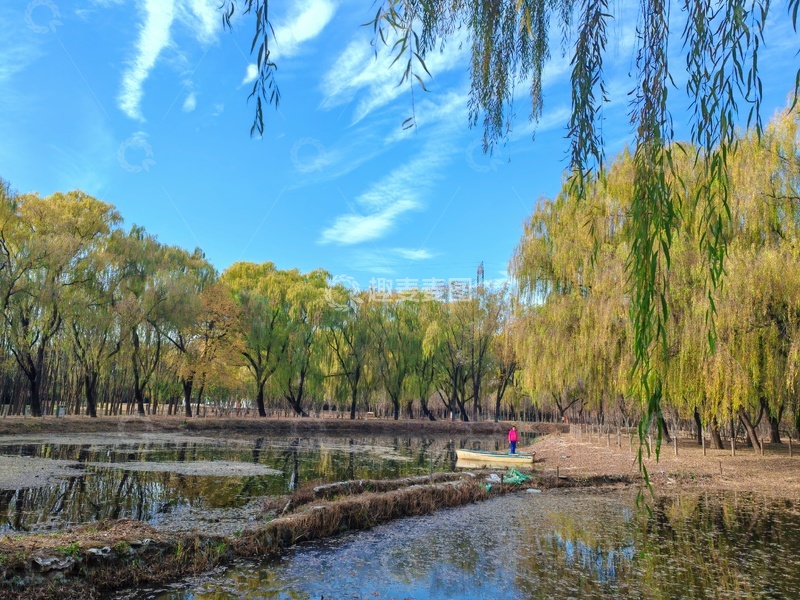 高清大图下载【趣麦麦图】秋日公园小溪风光