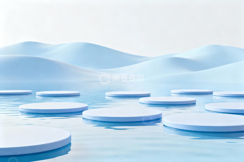 高清大图下载【趣麦麦图】蓝白海洋展台1