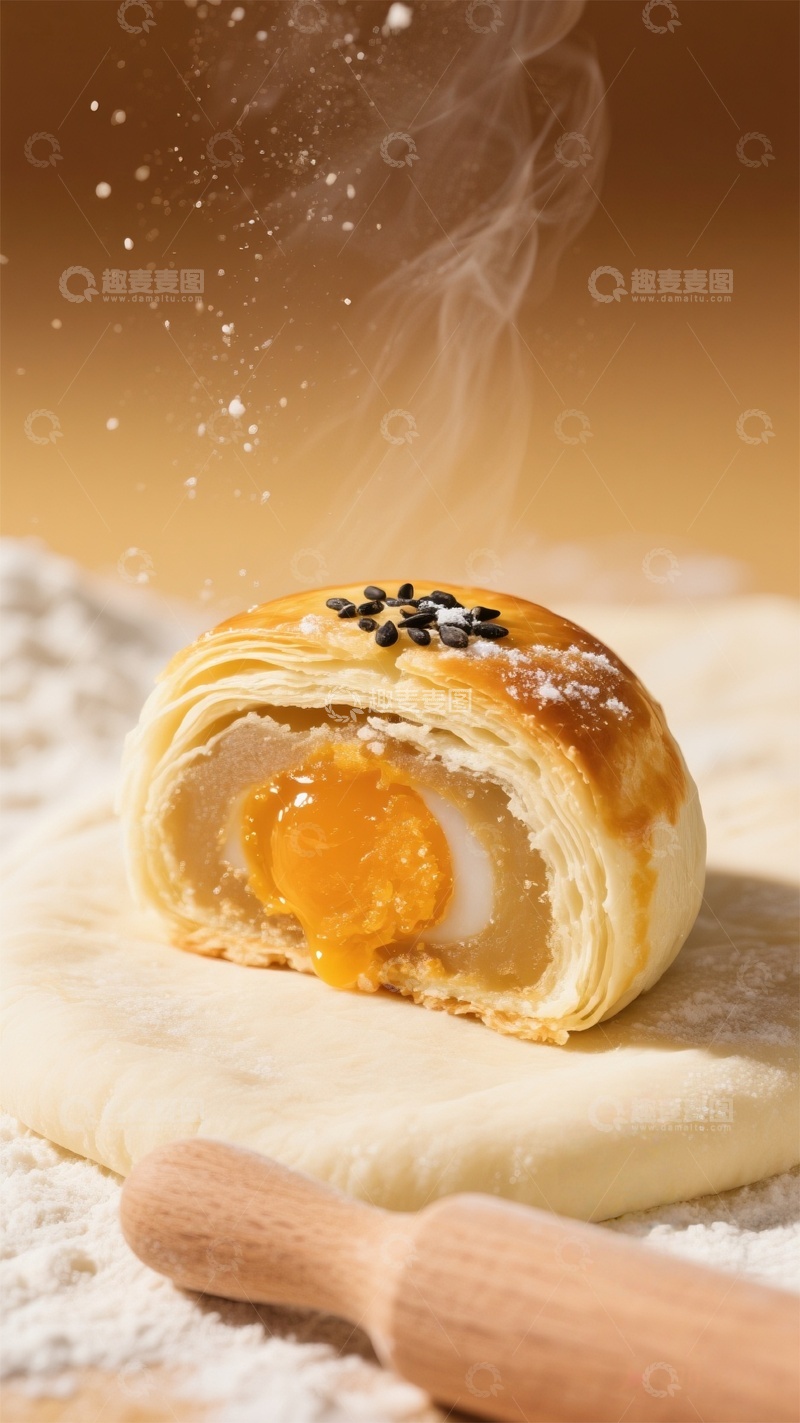 高清大图下载【趣麦麦图】金黄酥皮蛋黄酥美食摄影
