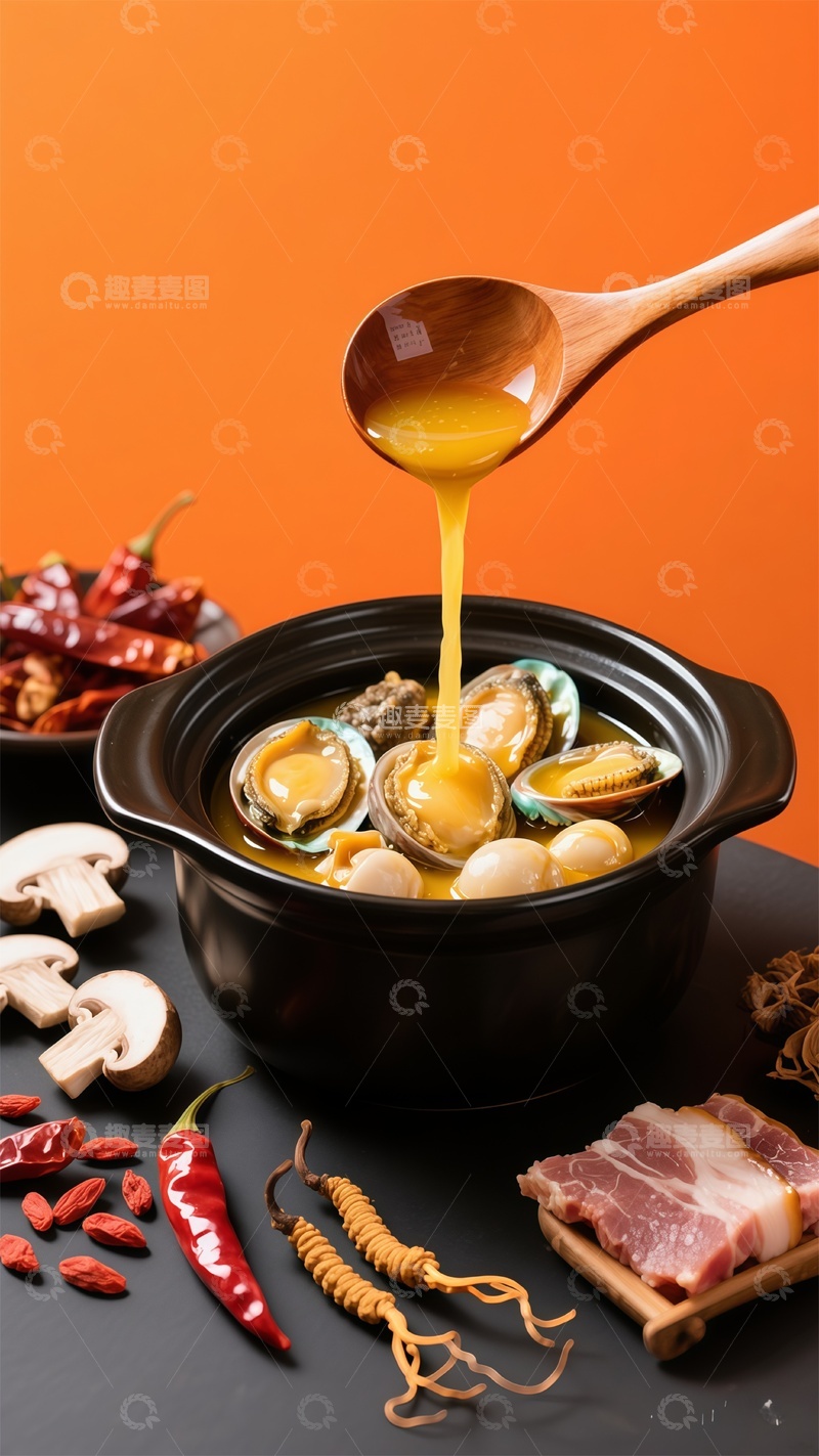 高清大图下载【趣麦麦图】鲍汁炖鲍鱼美食摄影