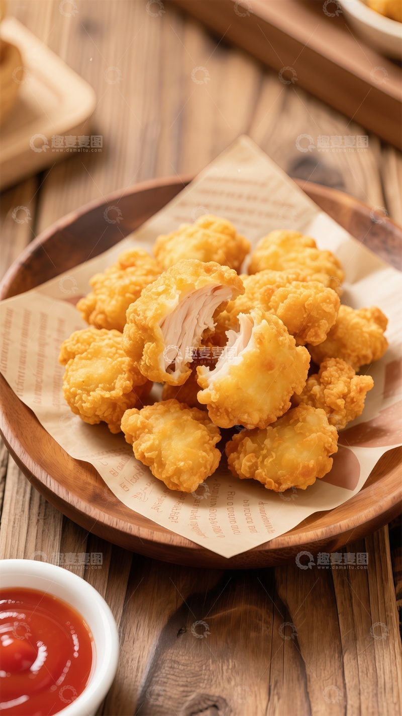 高清大图下载【趣麦麦图】金黄炸鸡块美食摄影
