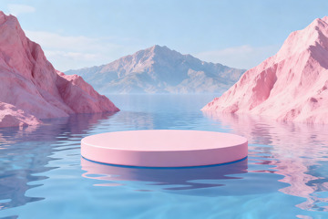 粉蓝3D场景展台