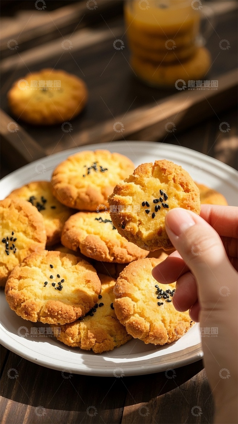 高清大图下载【趣麦麦图】金黄饼干美食摄影图片