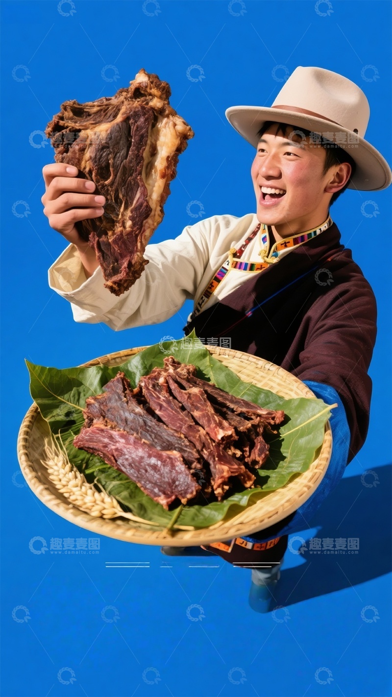高清大图下载【趣麦麦图】藏族风情牛肉干展示