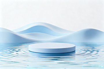 蓝白海滩3D展台