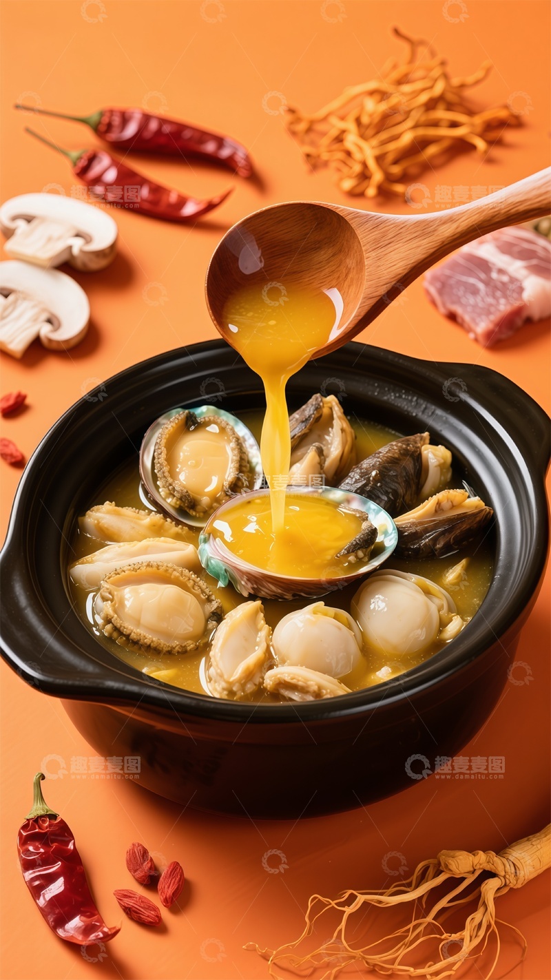 高清大图下载【趣麦麦图】砂锅鲍鱼汤美食摄影