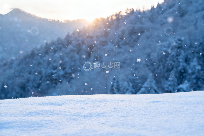 高清大图下载【趣麦麦图】雪落山林蓝调冬日雪景全景2
