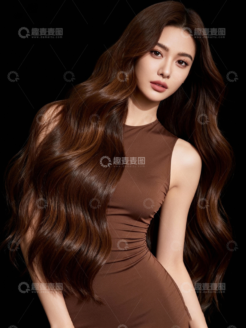 高清大图下载【趣麦麦图】棕色长发美女写真