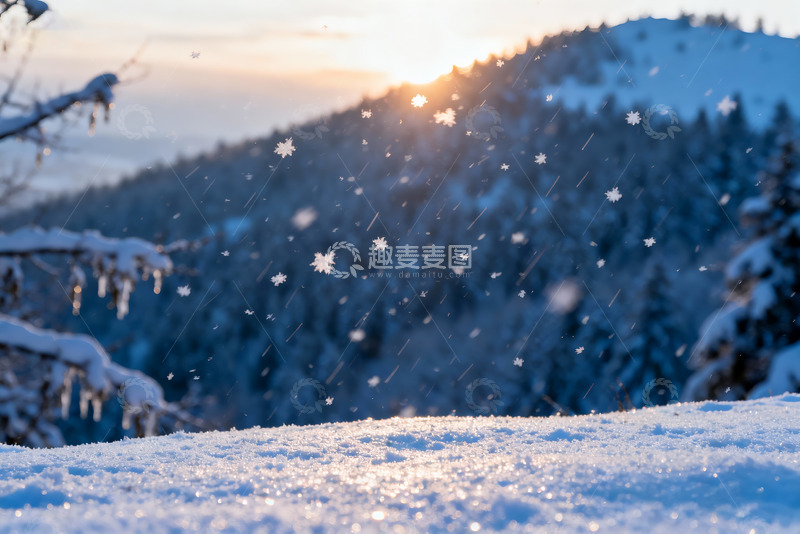高清大图下载【趣麦麦图】雪落山林蓝调冬日雪景全景0