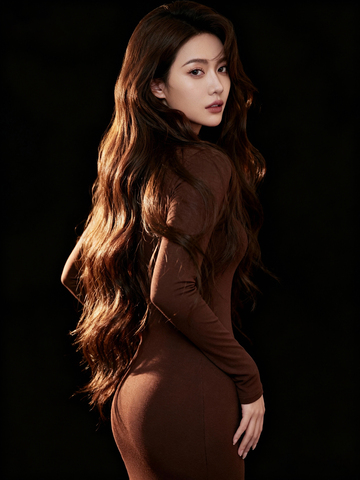 深色背景长发女性写真