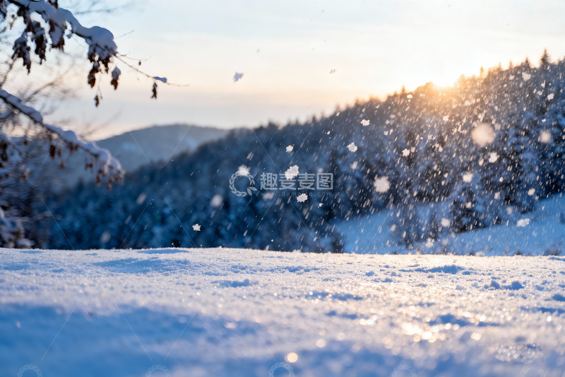 高清大图下载【趣麦麦图】雪落山林蓝调冬日雪景全景1