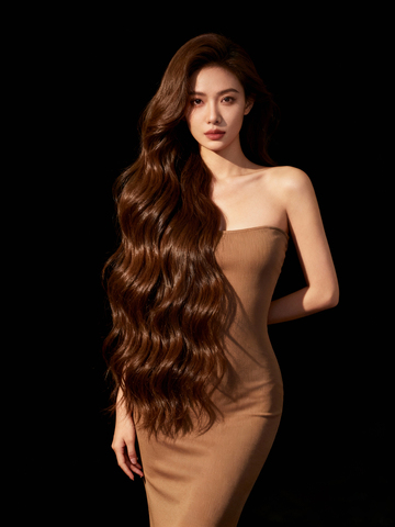 黑色背景长发美女写真