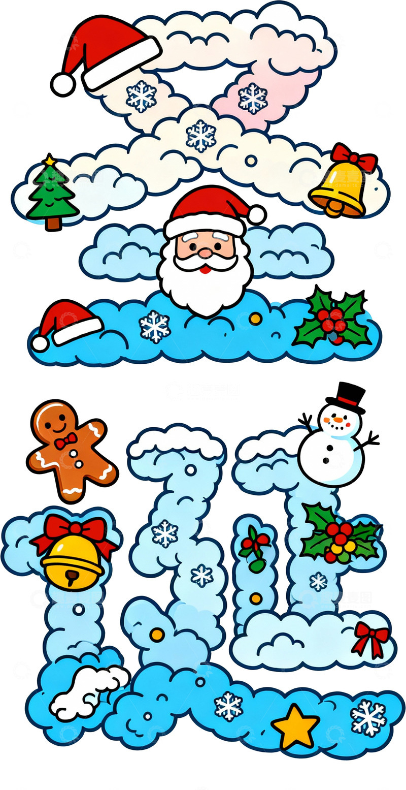 高清大图下载【趣麦麦图】-卡通风圣诞节元素设计素材