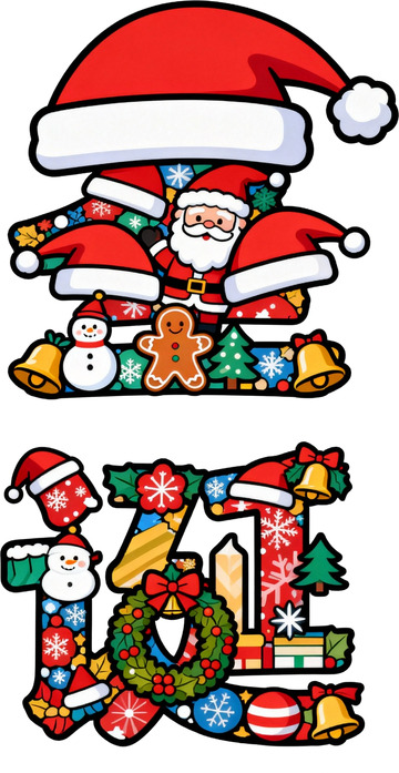 卡通圣诞节字体装饰设计元素