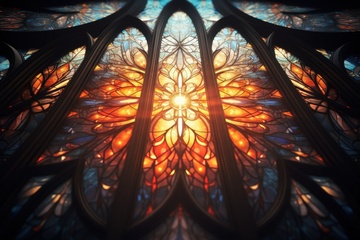 教堂里透光的彩色玻璃