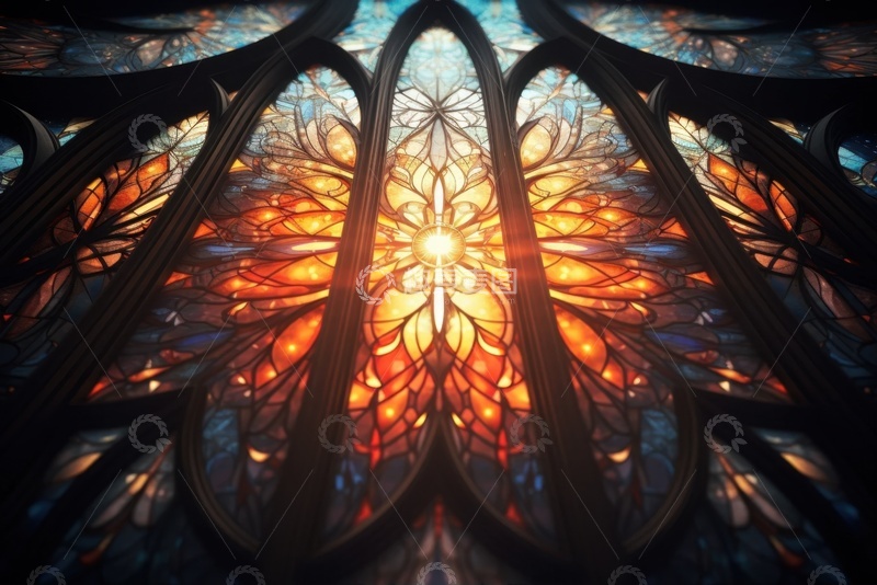 高清大图下载【趣麦麦图】教堂里透光的彩色玻璃