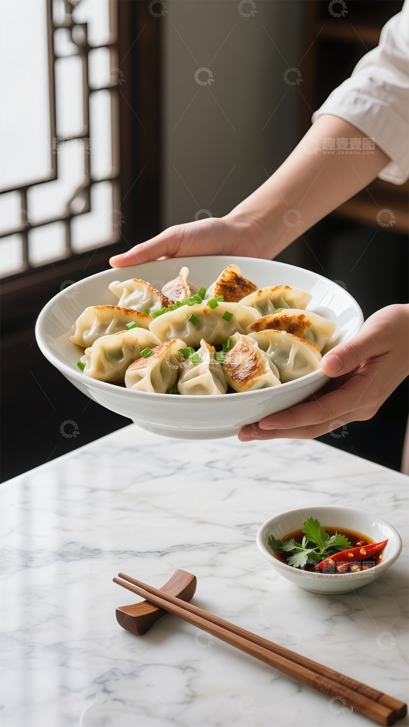 高清大图下载【趣麦麦图】中式美食煎饺摆盘