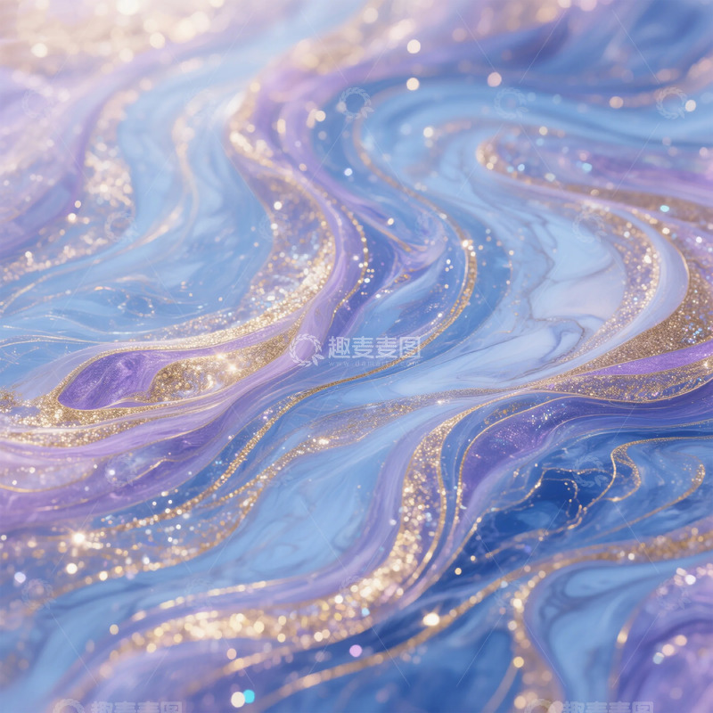 高清大图下载【趣麦麦图】梦幻蓝紫流体艺术装饰画