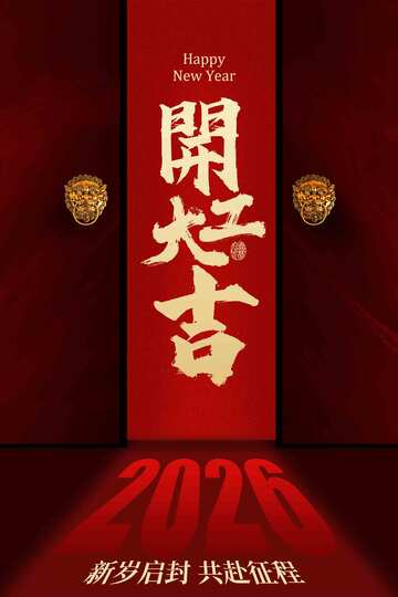 开门大吉喜庆红色海报