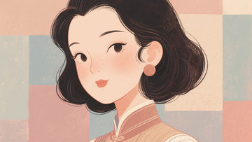 复古风女性插画肖像