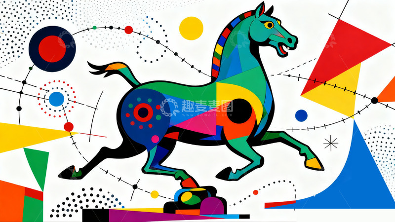 高清大图下载【趣麦麦图】马踏飞燕极简插画