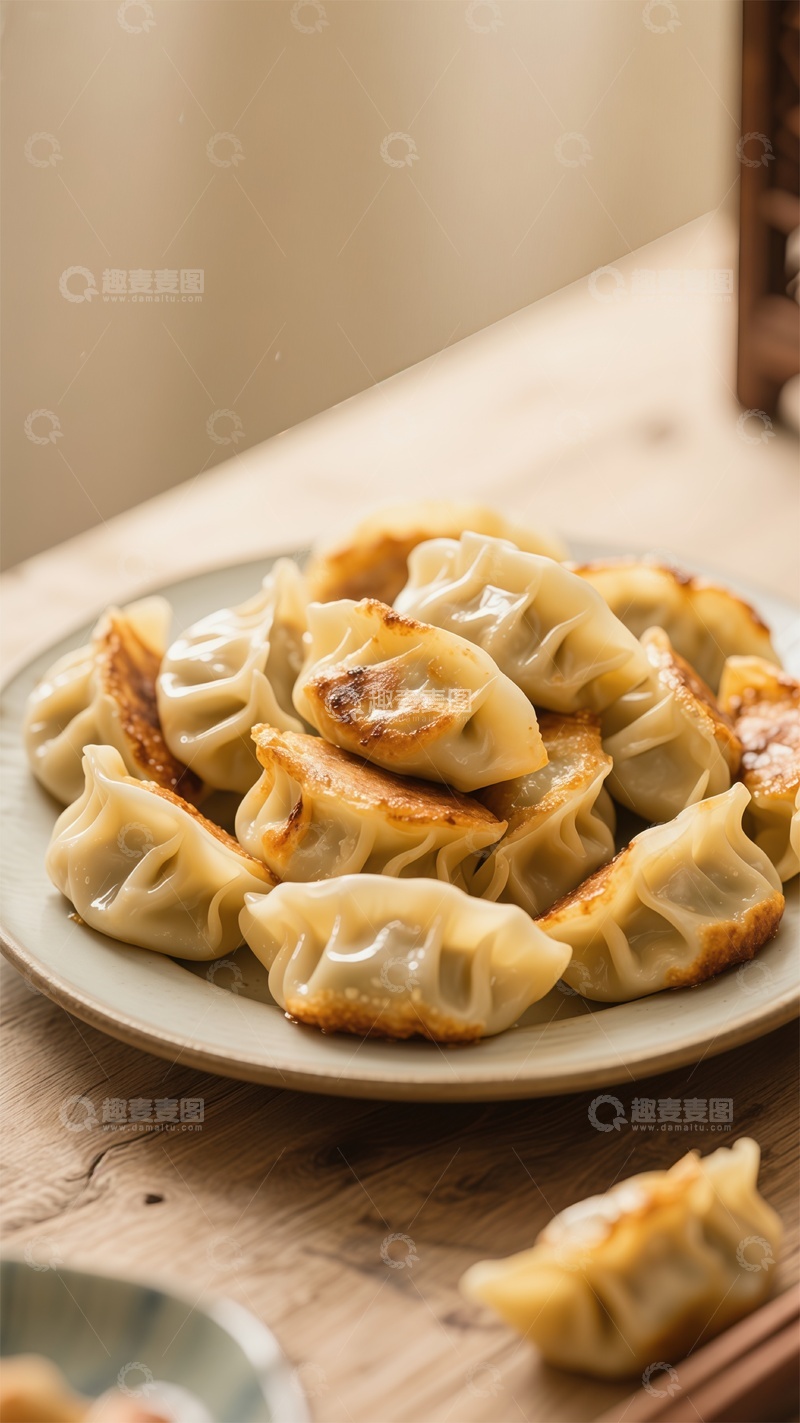 高清大图下载【趣麦麦图】金黄煎饺美食摄影餐饮